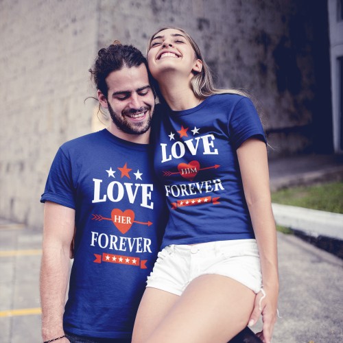 Lover Her Forever, Love Him Couple T Shirts