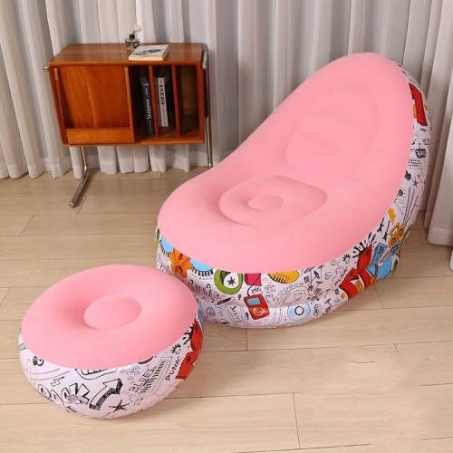 Printed Inflatable Lounge Chair with Footrest